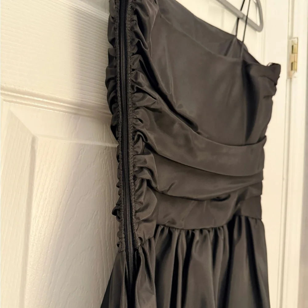 Vintage Zum Zum Black Satin Mini Cocktail Dress • Union Made • USA • Size Small